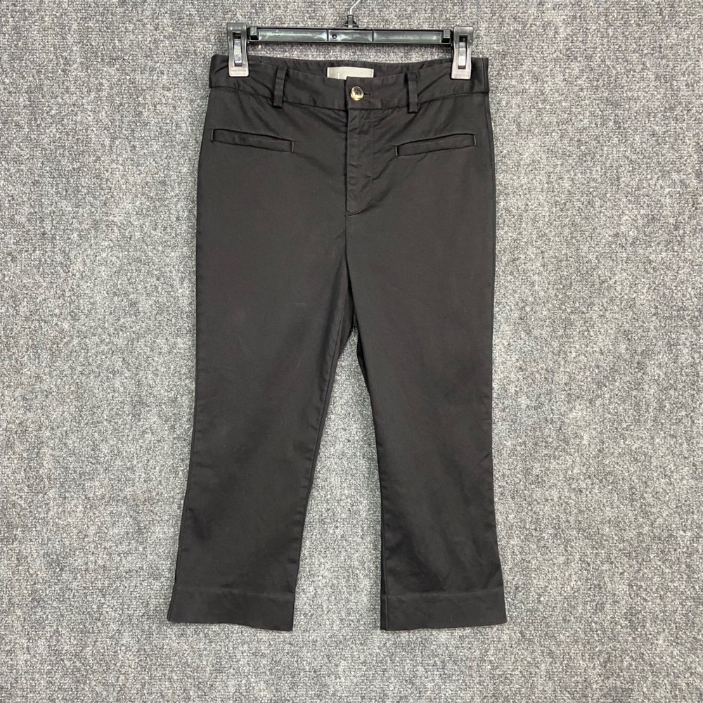 Anthropologie Black Cropped‎ Flare Capri Pants Women's US 0 Casual High Rise